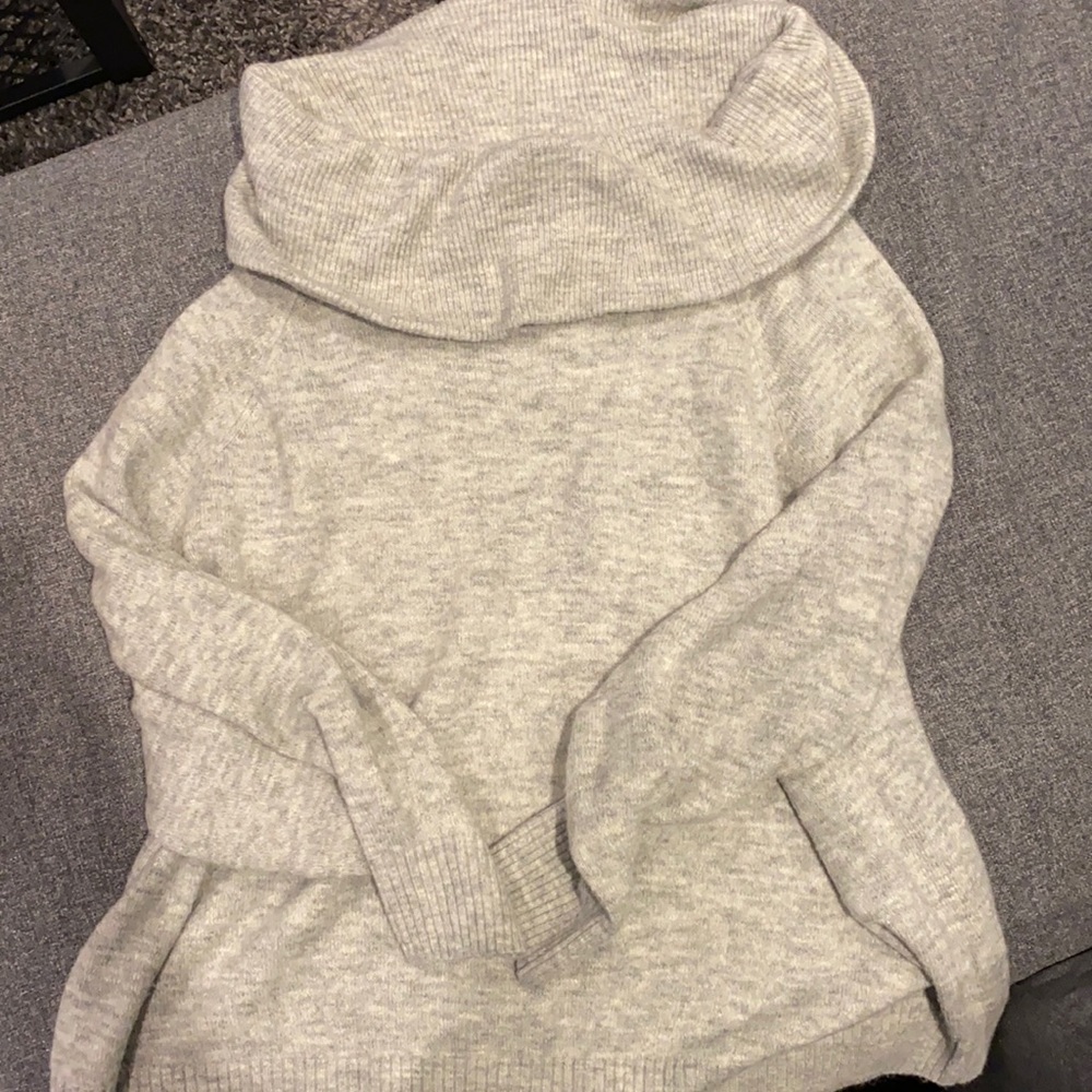Off the shoulder grey sweater